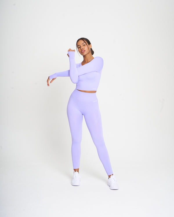 Purple Seamless Long Sleeve Crop Top