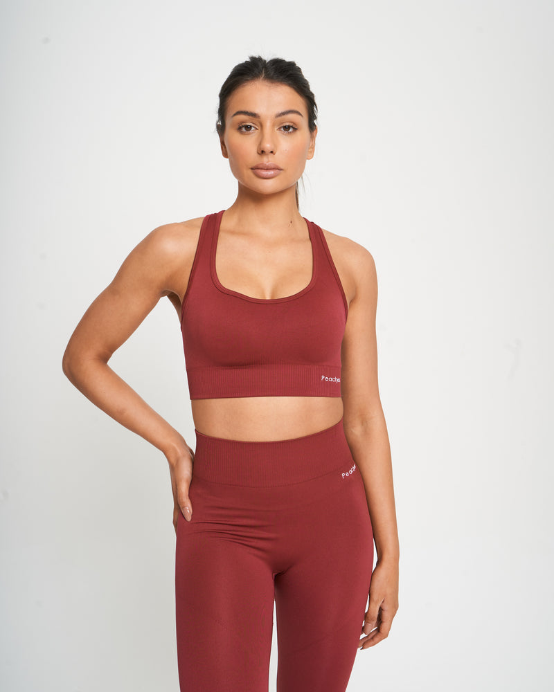 Dark Red Seamless Support Bra