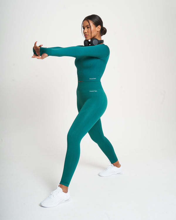 Green Seamless Long Sleeve Crop Top