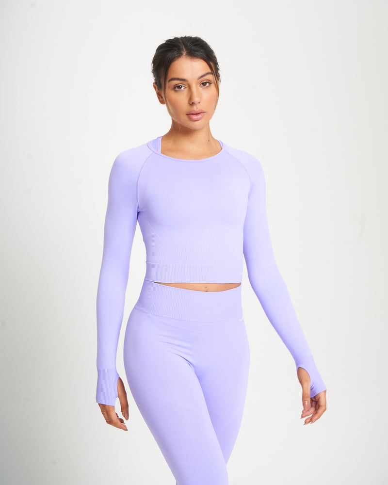 Purple Seamless Long Sleeve Crop Top